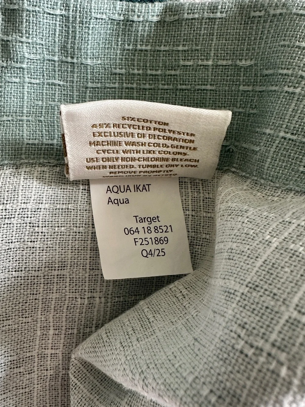 Threshold Ikat Shower Curtain Aqua Print and Tassel Trim